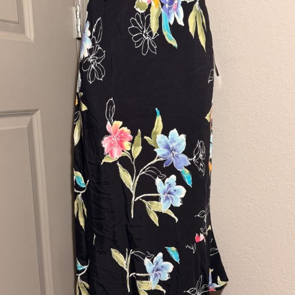 Alfred Dunner black floral maxi skirt
